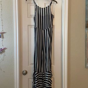Striped jumpsuit with flared bottoms